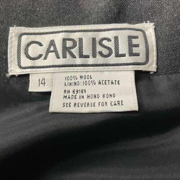 Carlisle Maxi Skirt A Line Wool Black Lined Side Zipper Front Back Slits 14 - Picture 3 of 12